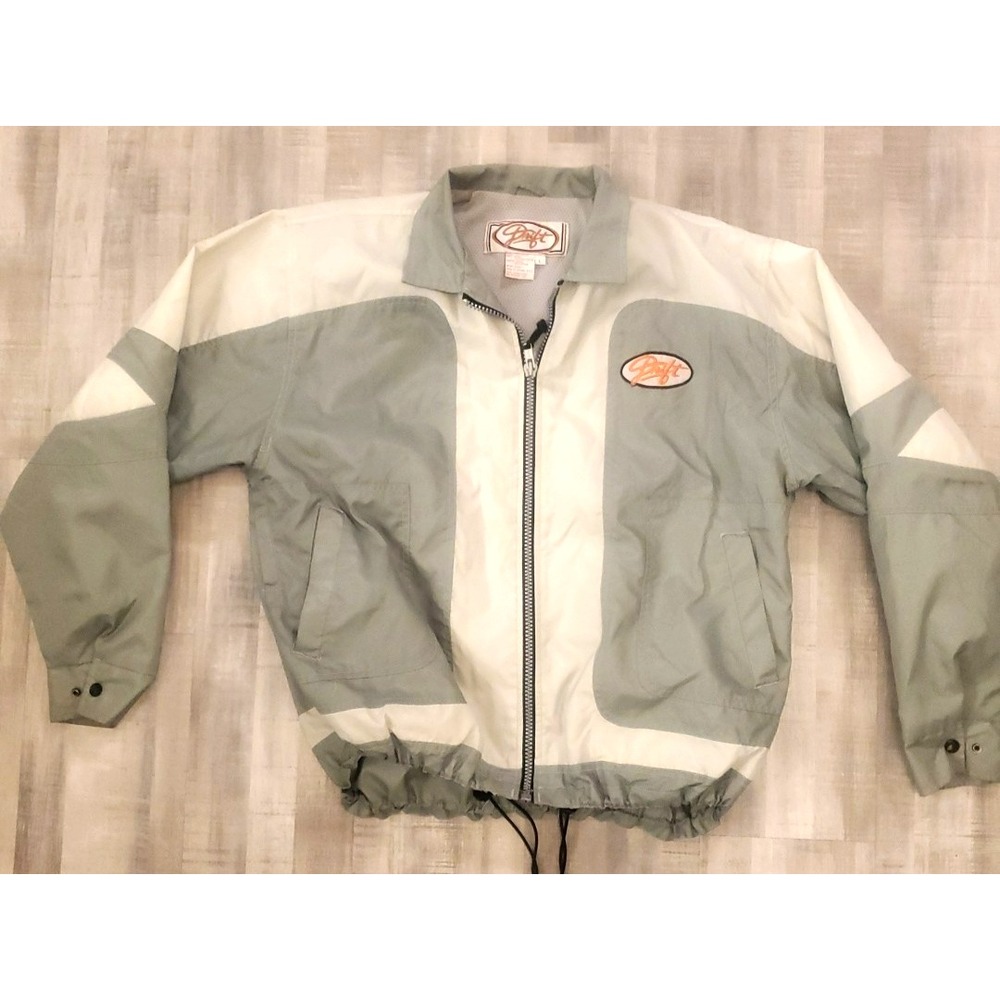 Drift Boardwear Windbreaker Jacket Vtg Embroidered Blue Gray Size Large Retro